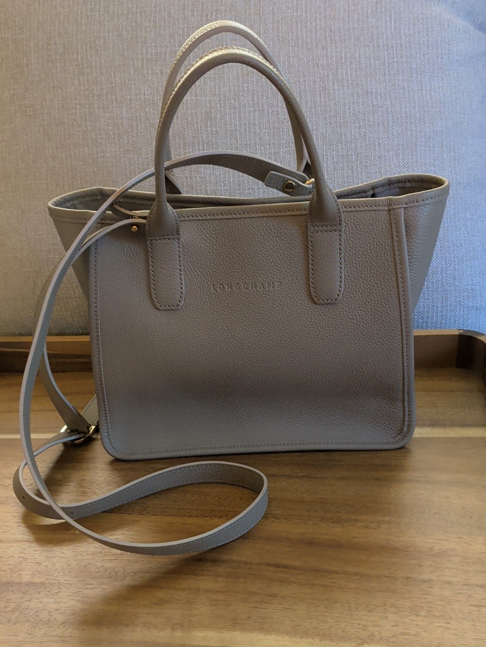 Longchamp Le Foulonné Leather Handbag - Turtle Dove (With Crossbody Strap)